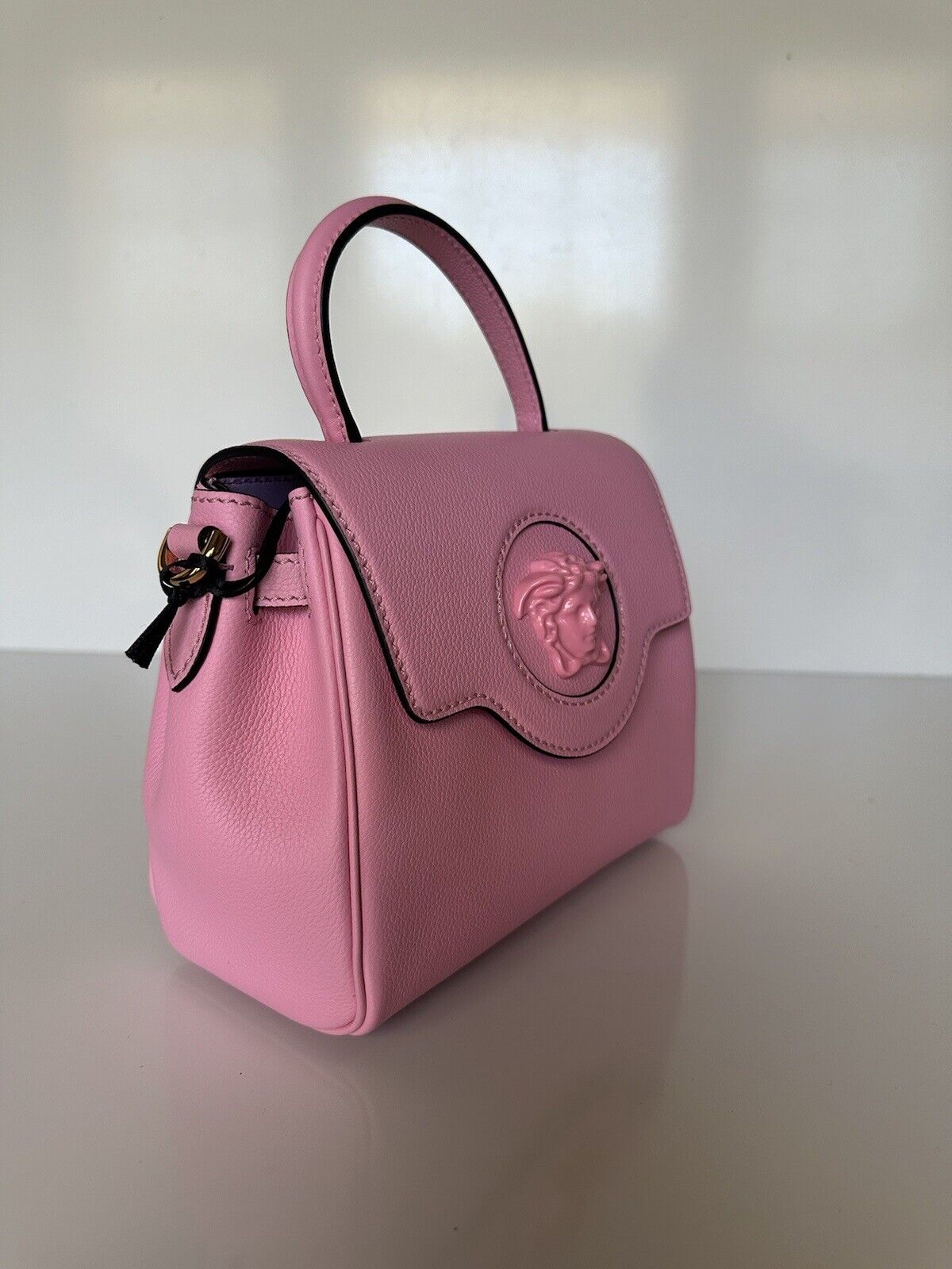 NWT $2125 Versace Top Handle Leather Pink Small Shoulder Bag DBFI040 Italy