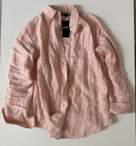 NWT $115 Lauren Ralph Lauren Women’s Linen Long Sleeve Shirt Pale Pink Medium