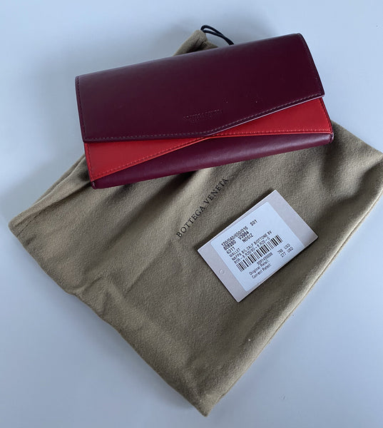 Bottega Veneta Leather Continental Bordeaux/Bright Red Wallet