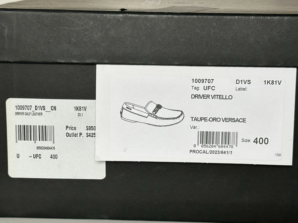 VERSACE Medusa Men\'s Taupe Leather Driver Shoes 7 US (40 Euro) 1009707 NIB $850 VERSACE Medusa Men main image 4