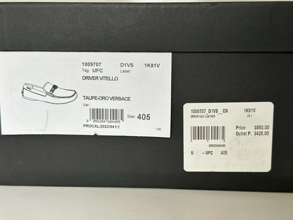 VERSACE Medusa Men\'s Taupe Leather Driver Shoes 7.5 US (40.5) 1009707 NIB $850 VERSACE Medusa Men main image 4