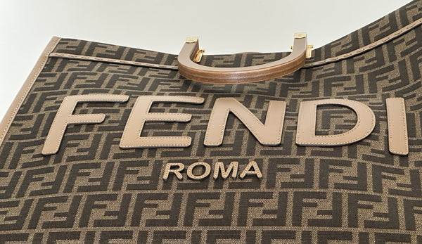 Fendi Roma Jackuard FF Logo Canvas Sunshine Large Tote Bag 8BH372