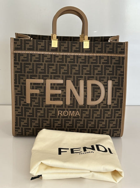 Fendi Roma Jackuard FF Logo Canvas Sunshine Large Tote Bag 8BH372