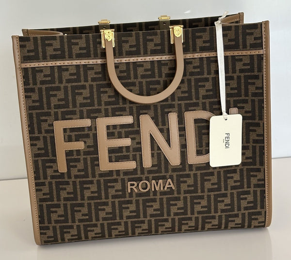 Fendi Roma Jackuard FF Logo Canvas Sunshine Large Tote Bag 8BH372