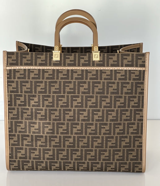 Fendi Roma Jackuard FF Logo Canvas Sunshine Large Tote Bag 8BH372