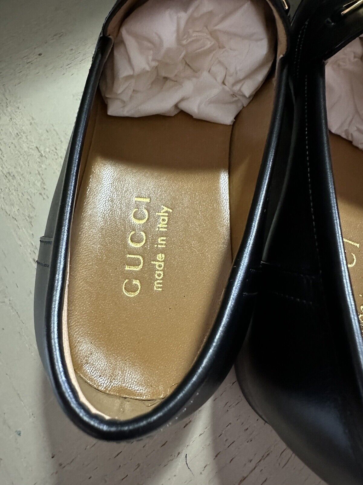 NIB Gucci Mens Loafers Moccasin GG Logo Shoes Black 7 US/6 UK 669816