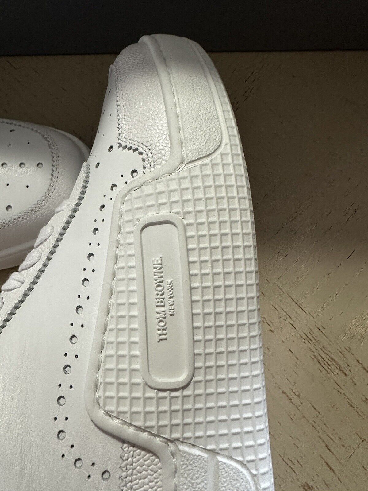 NIB Thom Browne Men Perforated Low Top Leather Sneakers White 12 US/45 EU Italy