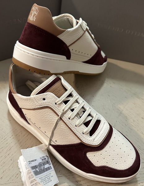 Brunello Cucinelli Men Leather/Suede Sneakers Burgundy/White 9 US