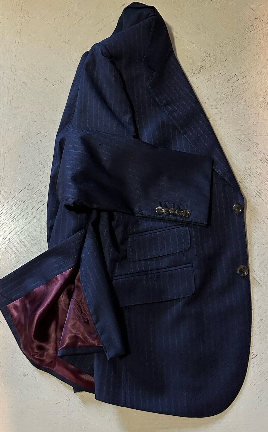 NWT $3800 Gucci Men Gucci Monogram Red Striped Suit Navy 38R US/48R Eu