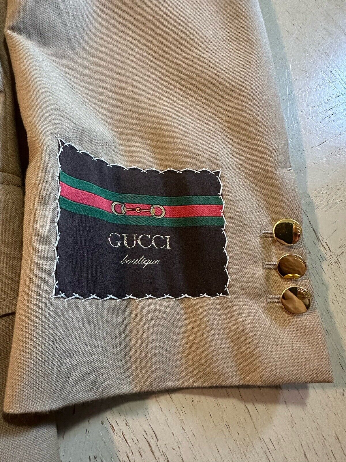 NWT $2200 Gucci Mens Sport Coat Blazer Beige 38R US/48R Eu Italy