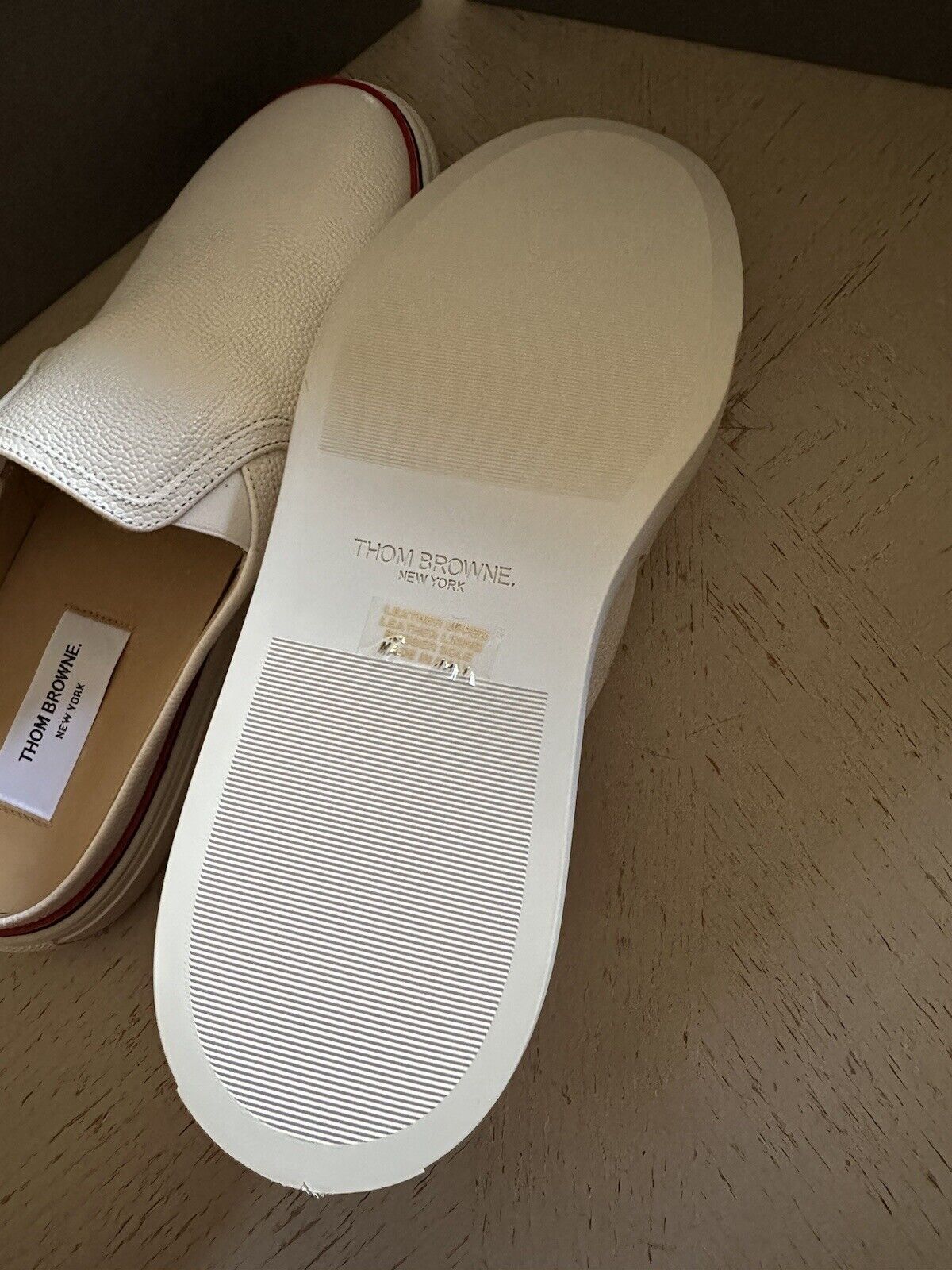 NIB Thom Browne Men Leather Sneaker Sandal Style Mules White 8 US / 41 EU Italy
