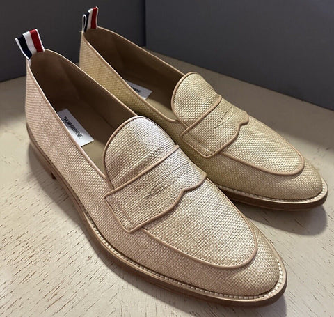 NIB $850 Thom Browne Men Textured Penny Loafers Shoes Natural 9 US/42 EU Italy