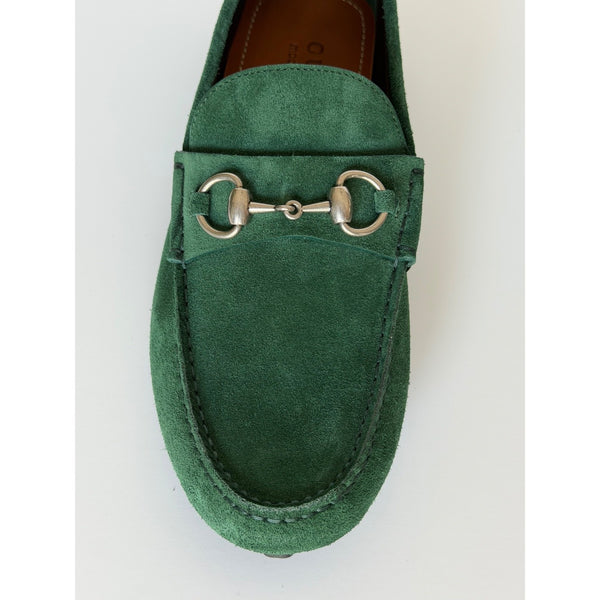 Gucci Mens Suede Horsebit Driver Loafers Shoes Green 8 US (7.5