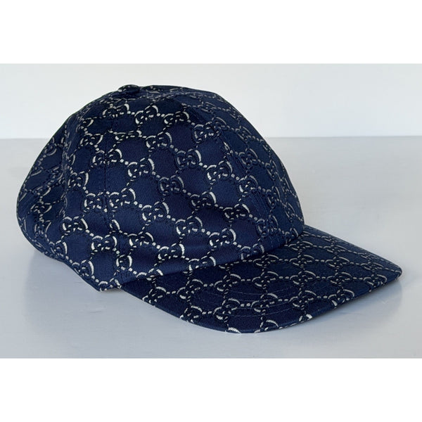 Gucci GG Shadow Jacquard Baseball Cap Blue Men L 817440 4HBDN NWT