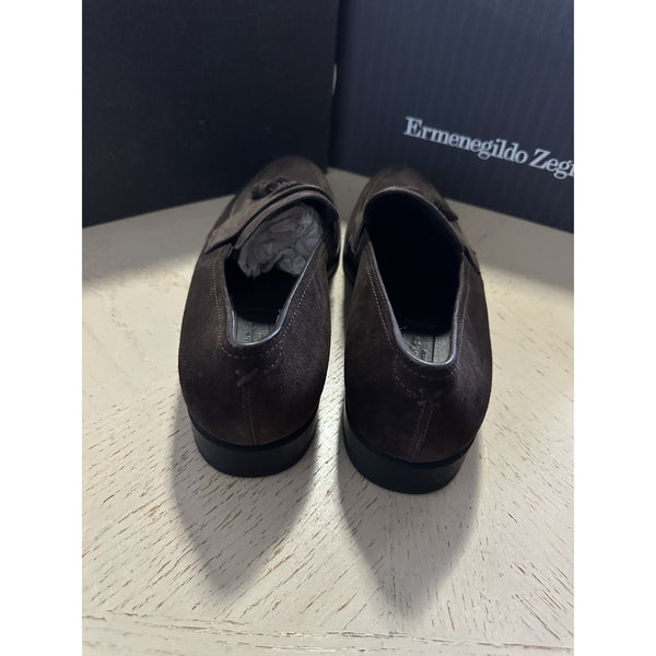 Ermenegildo Zegna Suede Loafers Shoes DK Brown 10.5 US/43.5 Eu New