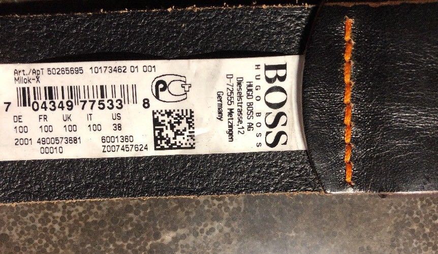 NWT BOSS Hugo Boss Milok-X Genuine Leather Belt Size 38/100 Handmade in Italy - BAYSUPERSTORE