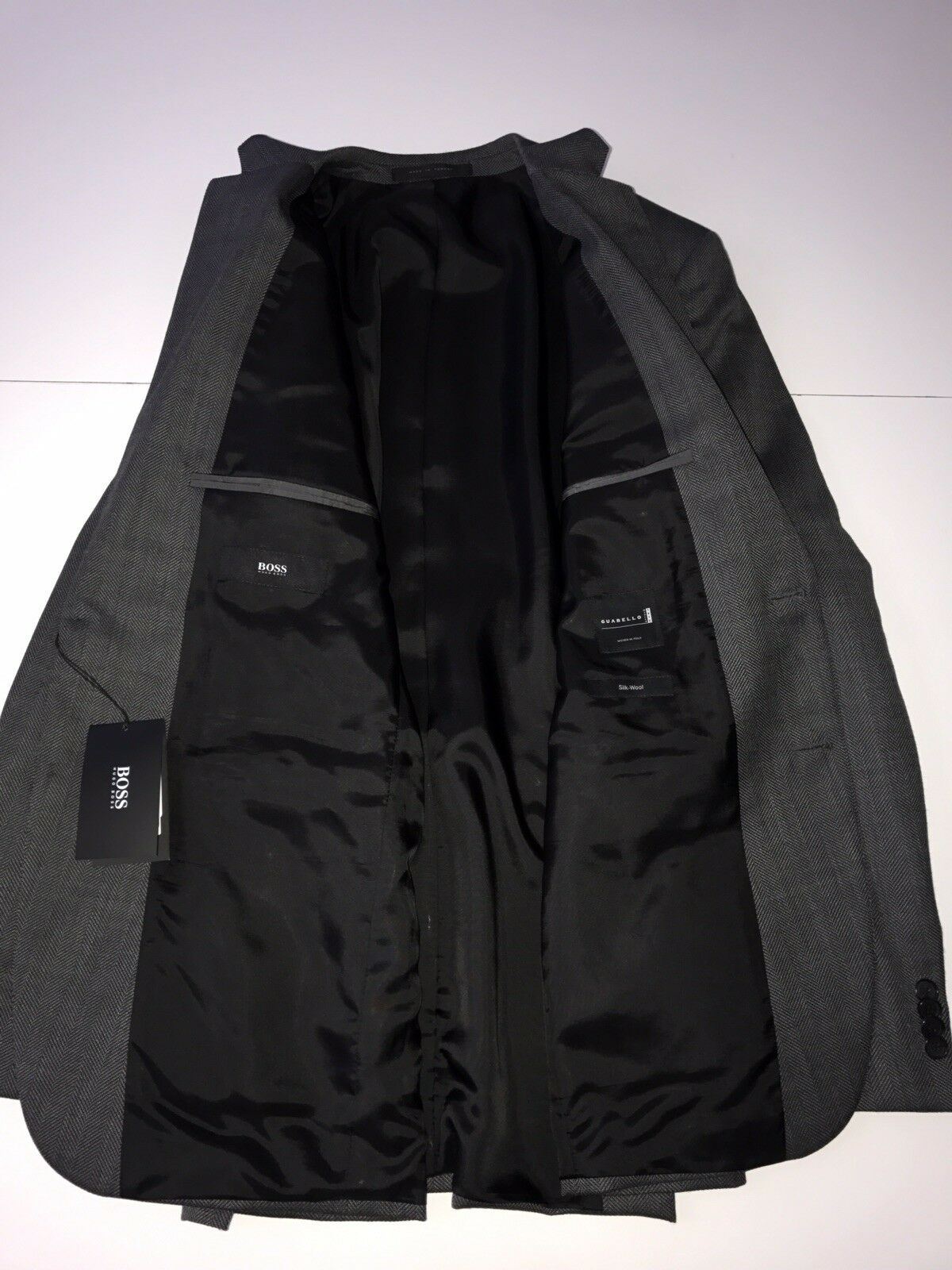 NWT $695 Boss Hugo Boss Grand Silk / Wool  Dark Gray Sport Coat Jacket 38R US