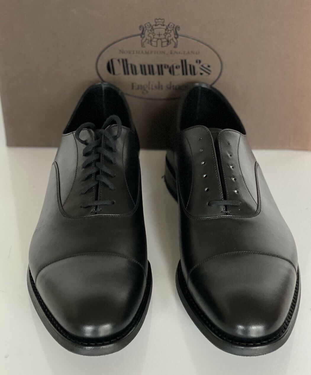 NIB Church's Men's Black Pamington Cap Toe Oxford Leather Shoes 11 US EDC168 UK