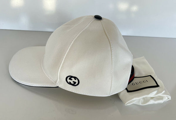 NWT Gucci Unisex White Cotton Elastic Hat Medium (58 cm) Made in