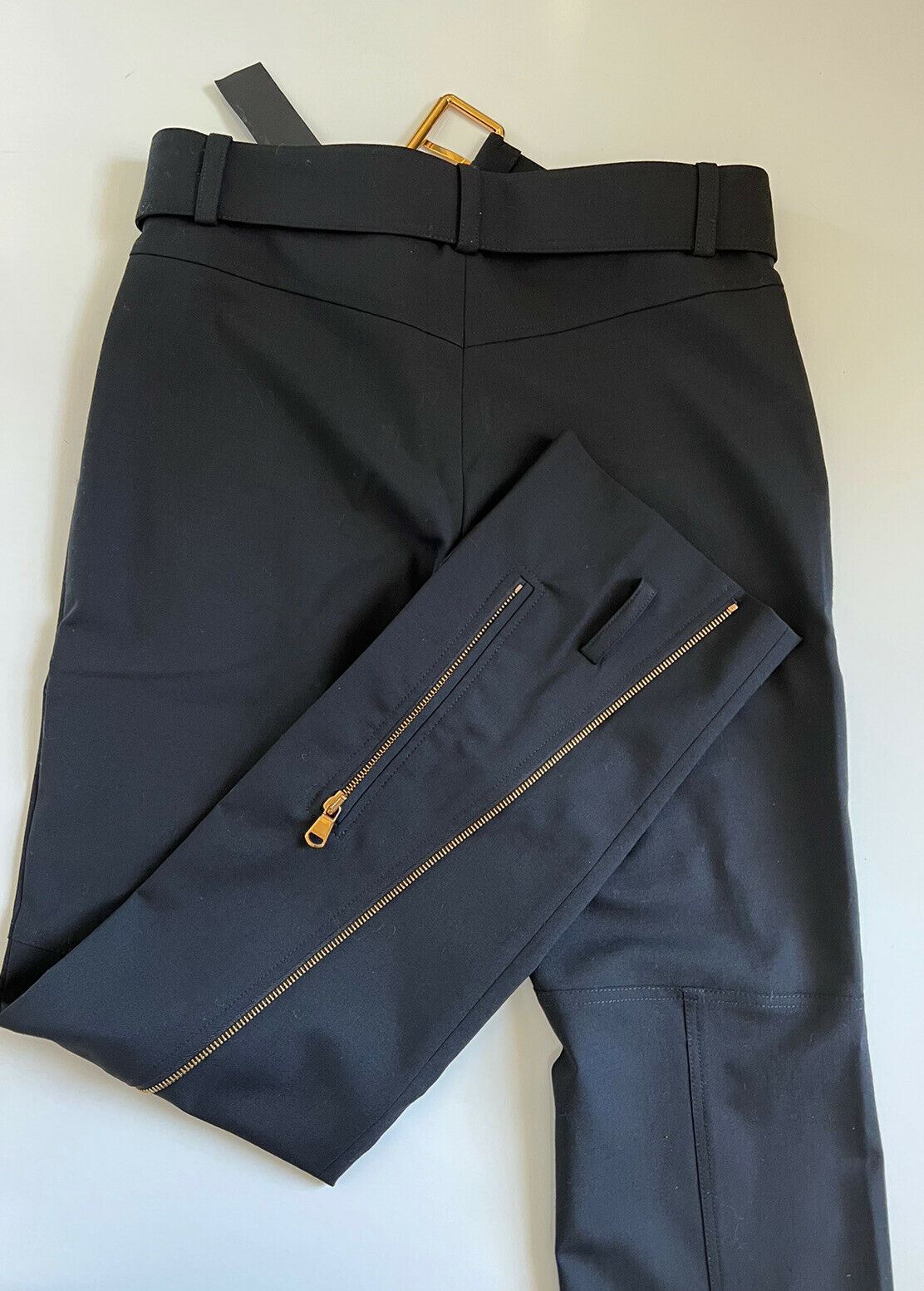 NWT $1525 Versace Women's Black Multi Zip Wool Pants 4 US (38 Euro) A87140 IT