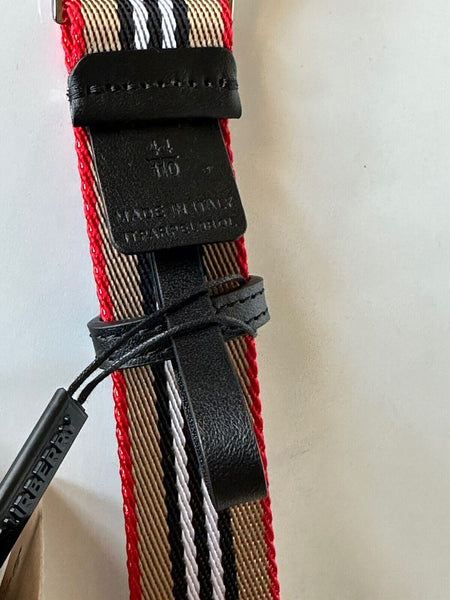 NWT Burberry Seatbelt-Buckle Webbing Webbed Icon Stripe Belt 36in / 90cm  $410