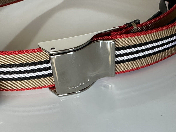 NWT Burberry Seatbelt-Buckle Webbing Webbed Icon Stripe Belt 36in / 90cm  $410