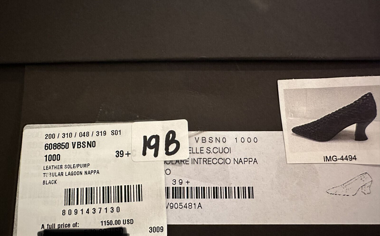 $1150 Bottega Veneta Tubular Lagoon Intrecciato Leather Black Shoes 9.5 608850