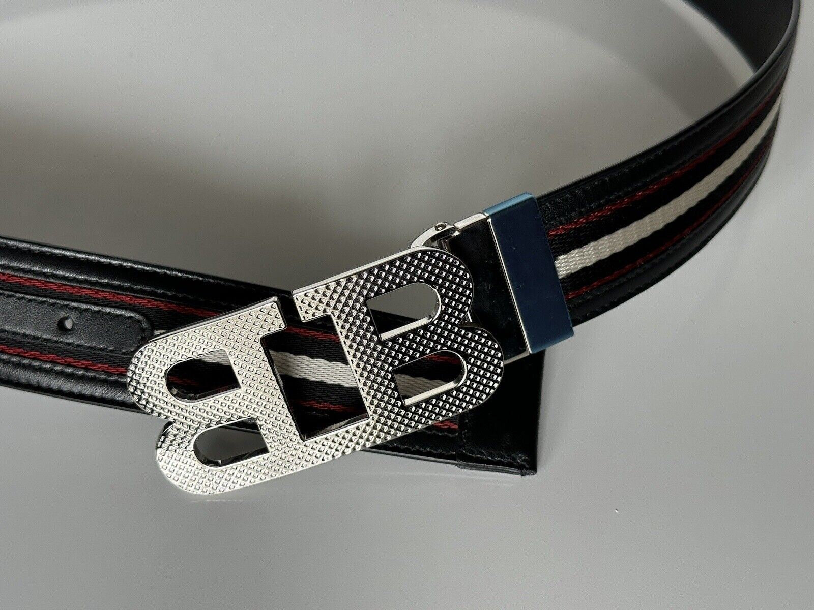 NWT $420 Bally Men's Double Sided Mirror B Black Leather Belt 40/100 IT 6235346