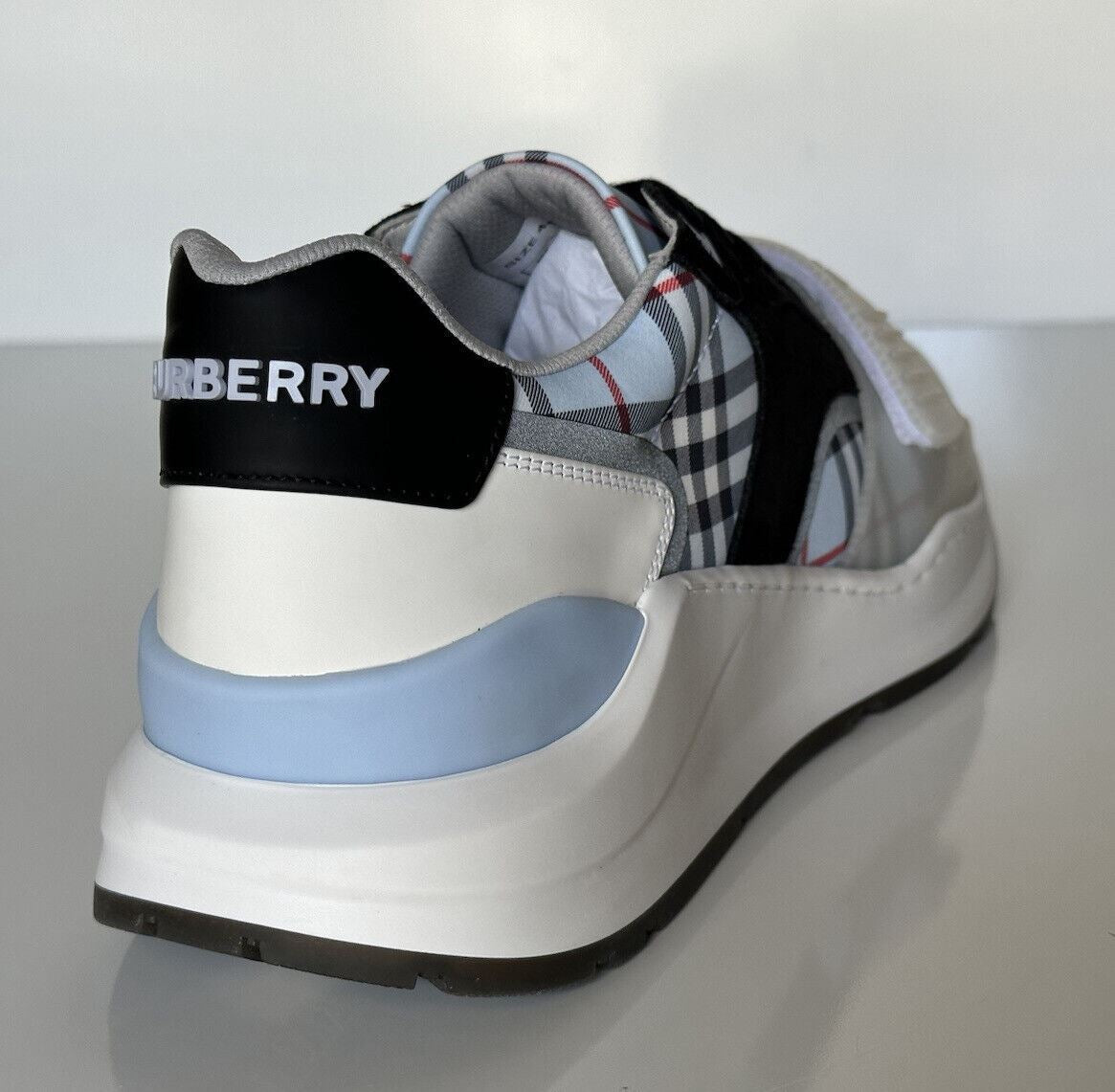 NIB $790 Burberry Men's Ramsey Pale Blue Sneakers 11 US (44 Euro) 8051415 IT