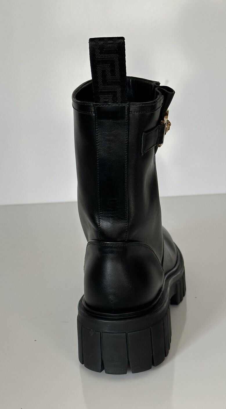 NIB $1300 Versace Leather Black Leather Ankle Boots 8 US (38 Euro) 1002863 Spain