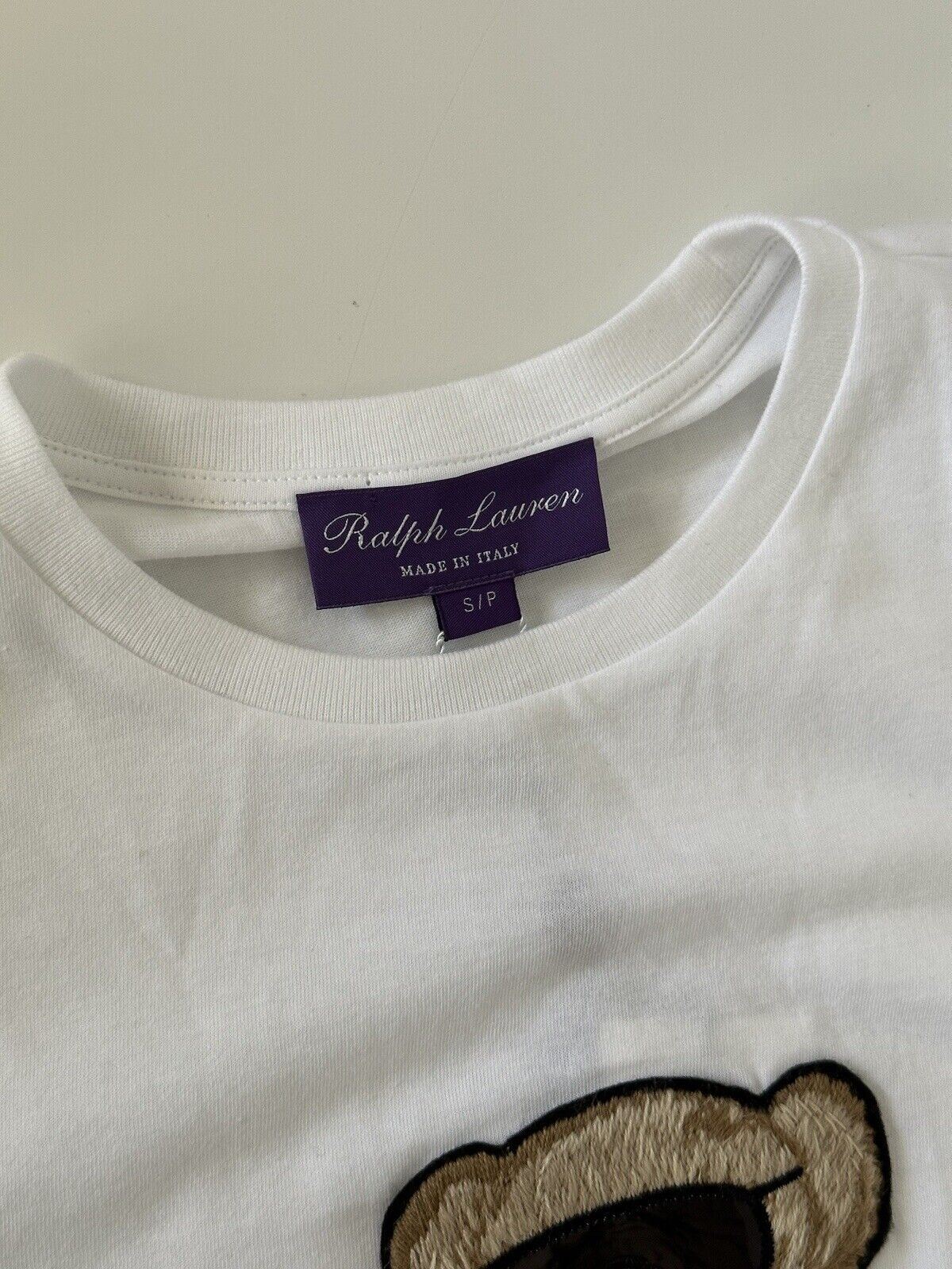 NWT $450 Polo Ralph Lauren Purple Label Bear White Long Sleeve T-Shirt S IT