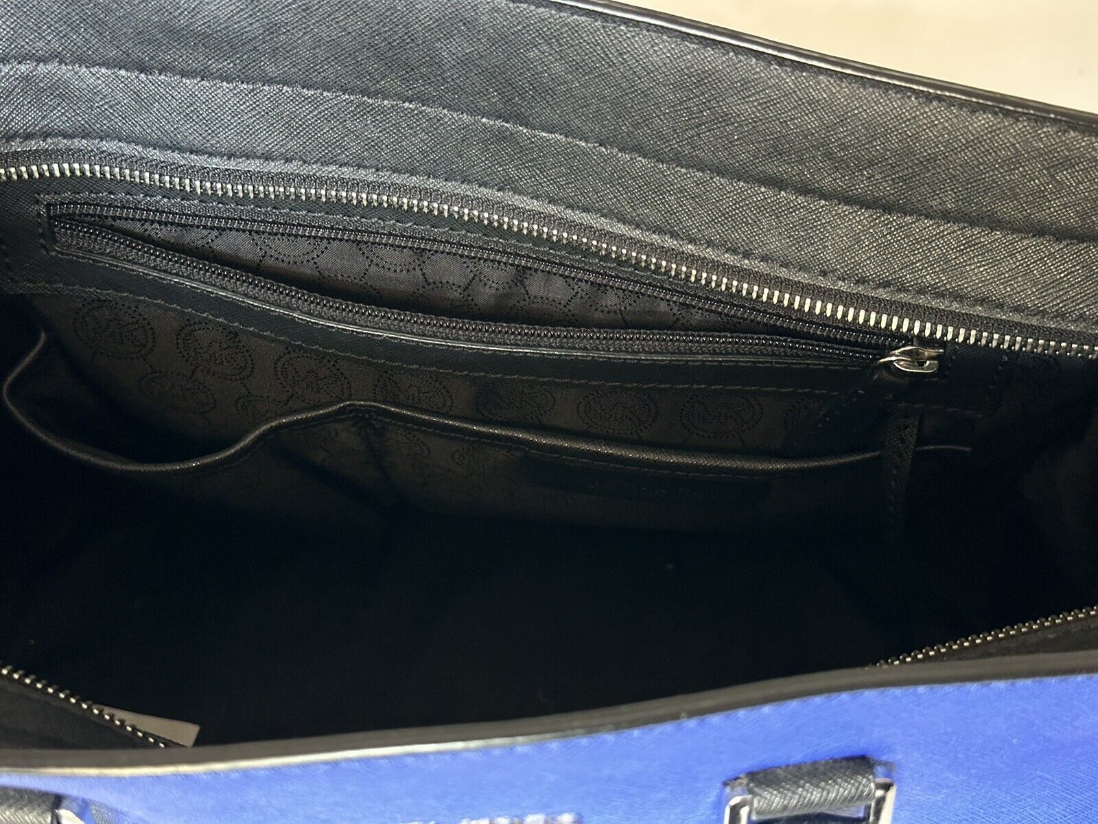 Michael Kors  Selma Sapphire/Black LG  Leather Satchel Handbag
