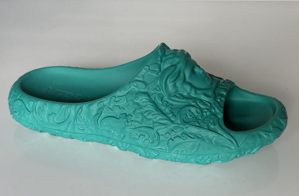 NIB $525 Versace Medusa Head Slides Pool Sandals Turquoise 12 US (45) 1005746 IT NIB $525 Versace Medusa Head Slides Pool Sandals Turquoise 9  main image 3
