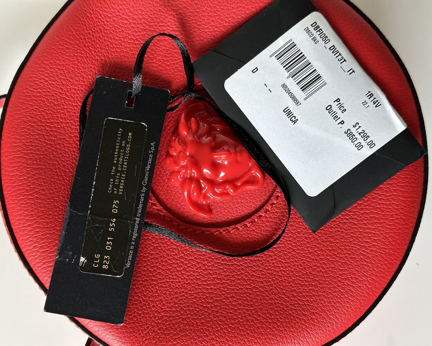 NWT $1295 Versace Medusa Head Calf Leather Round Red Crossbody Bag DBFI050 IT