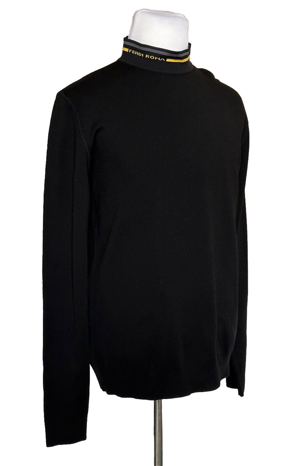 NWT $850 Fendi Wool Knit Sweater Black 58 Euro FZY464 Made in Italy
