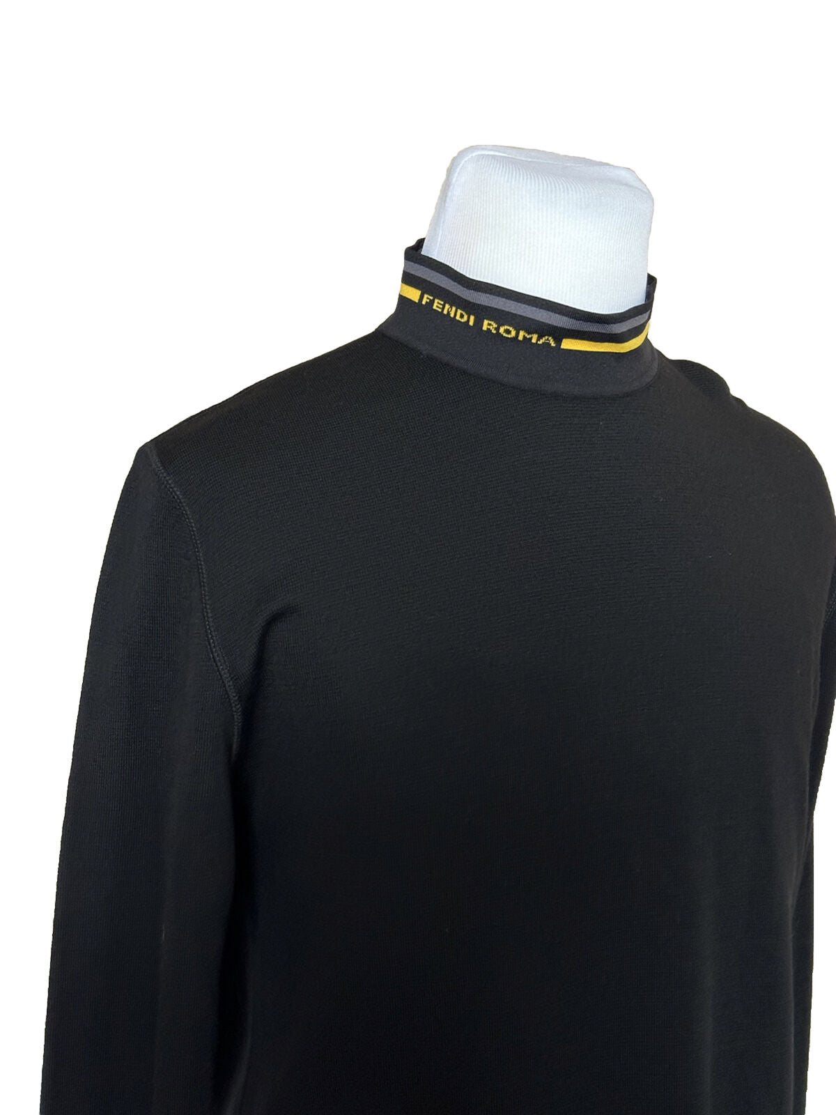 NWT $850 Fendi Wool Knit Sweater Black 58 Euro FZY464 Made in Italy