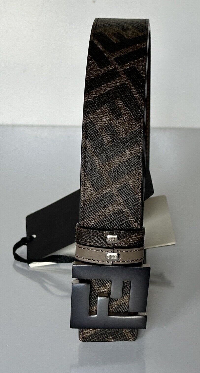 NWT $630 Fendi FF Calf Leather Tartufo/Black&Brown Reversible Belt 110/44 7C0468