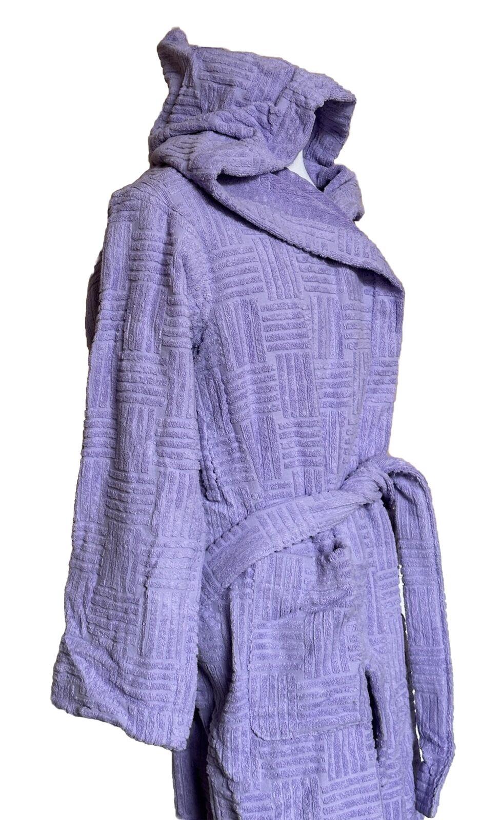NWT $700 Bottega Veneta Cotton Terry Bath Robe Dark Purple Medium 723607 Italy
