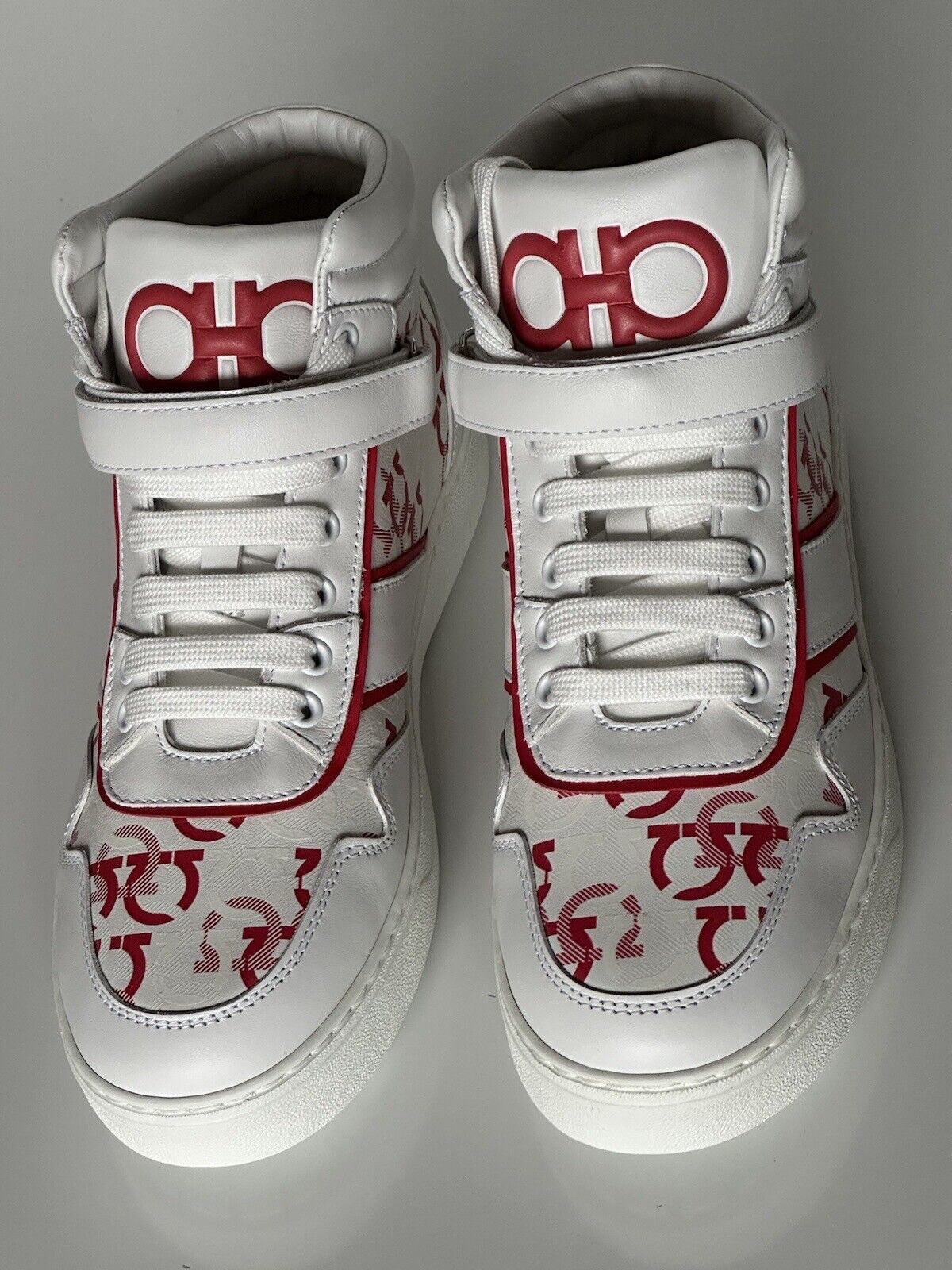 NIB Salvatore Ferragamo High Top Sneakers White Size 10 US 0756261 Made in Italy