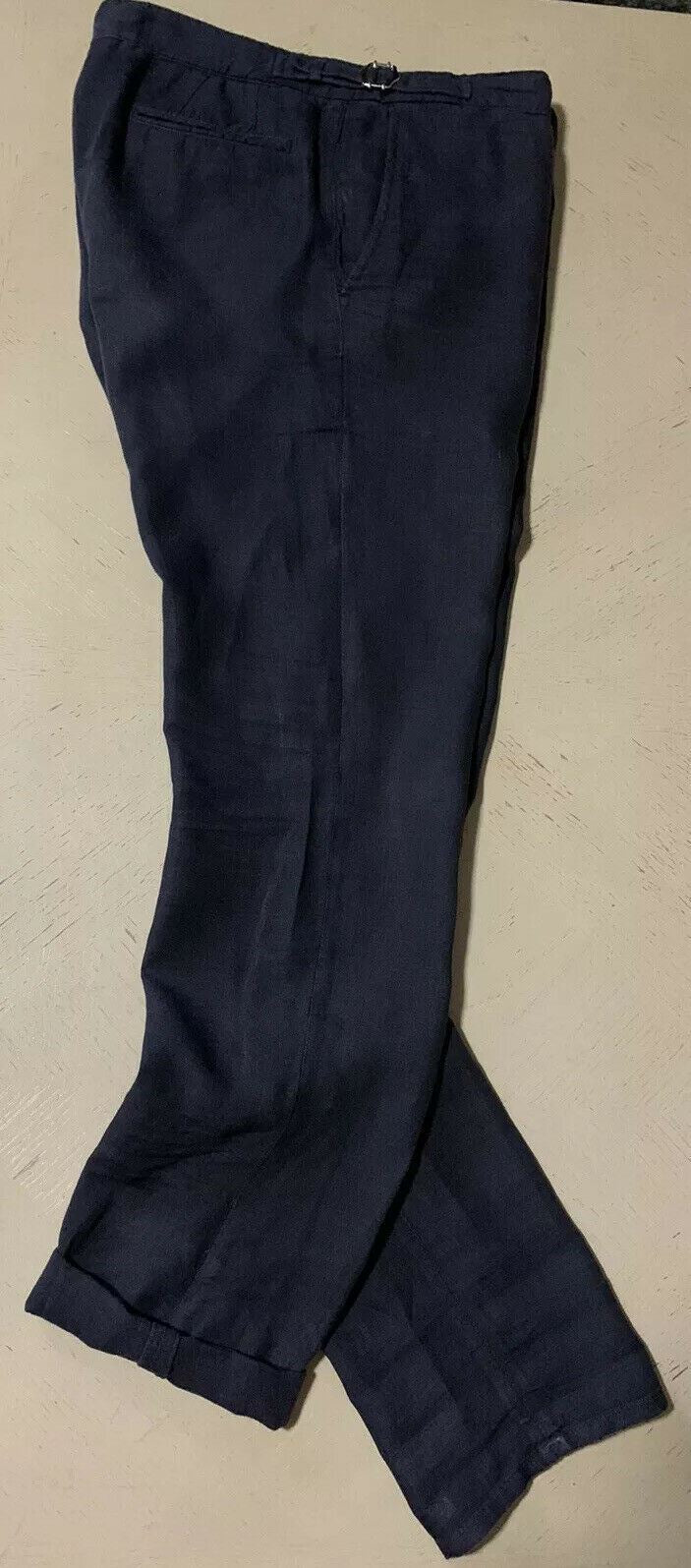$875 Brunello Cucinelli Mens 100% Linen Pants Navy 34 Italy
