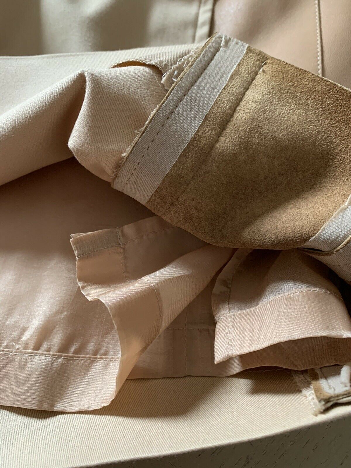 $2785 AKRIS Leather Cotton Skirt LT Brown 12 US ( 44 Eu )
