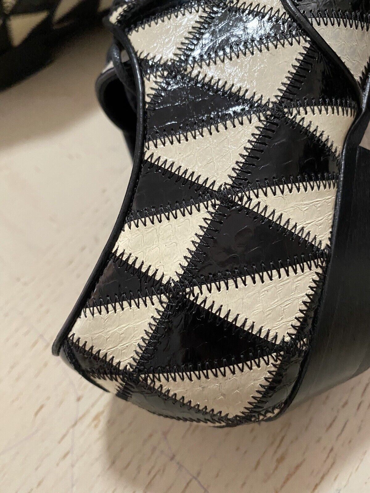 NIB $1795 Saint Laurent Women Python Leather Shoes Black/Ivory 7.5 US/37.5 Eu