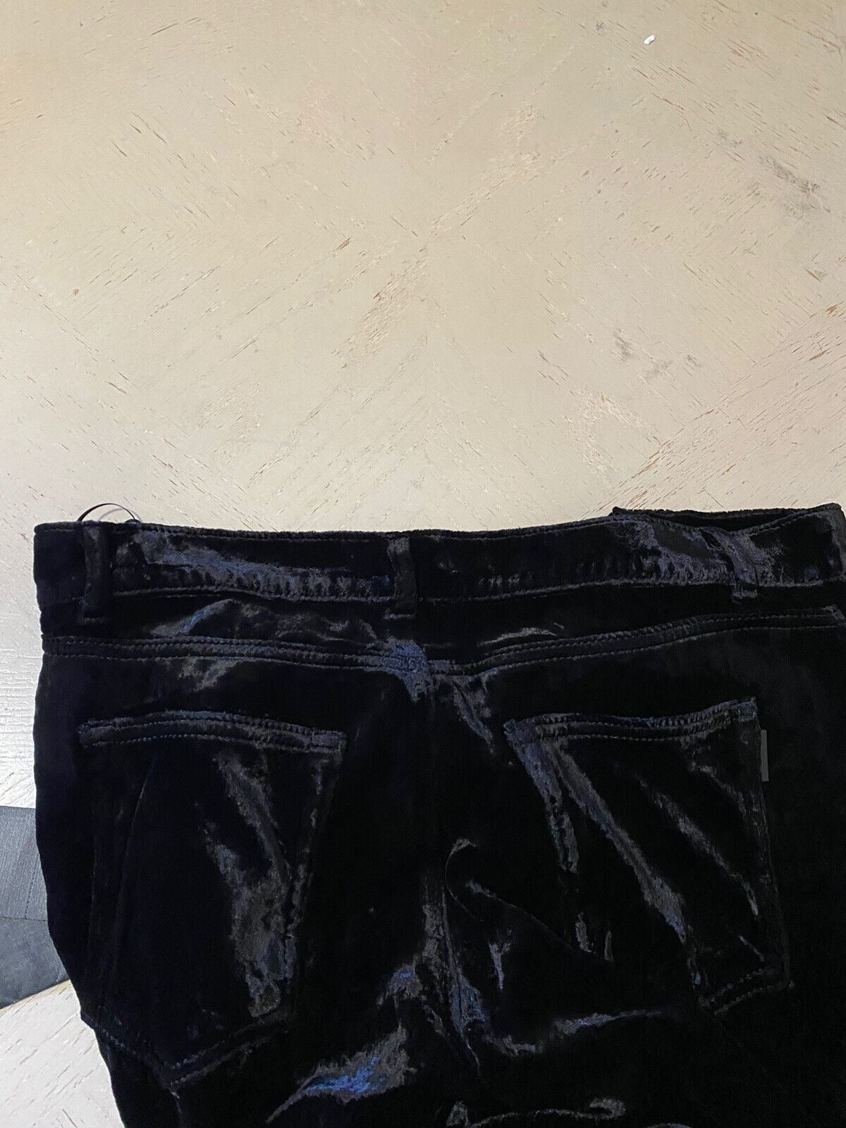 NWT $890 Saint Laurent Cropped Skinny Jeans Stonewashed Devore Velvet Black 30