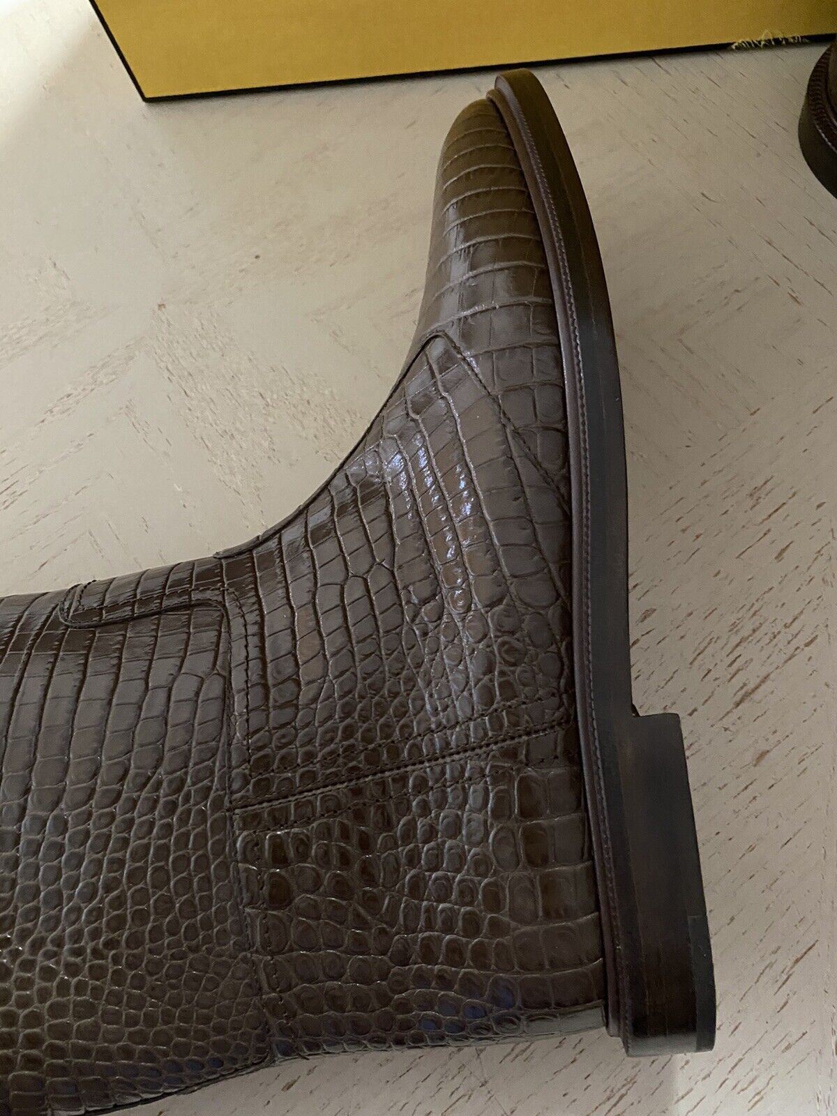 NIB $1590 Fendi Women Croc Embossed Leather Boots Shoes Color Maya 10/40 Eu