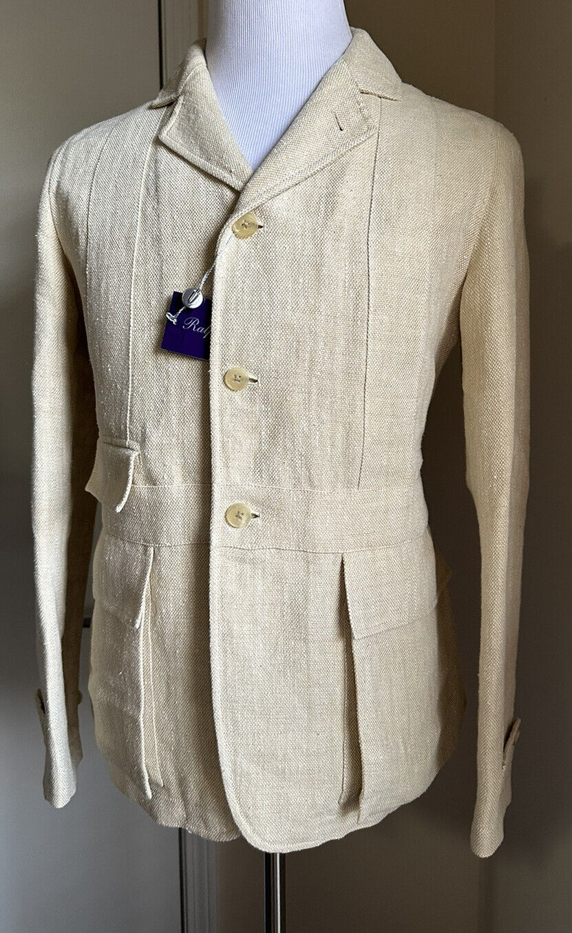 NWT $2895 Ralph Lauren Purple Label Men Linen Blazer Jacket Tun/Cream 38R US
