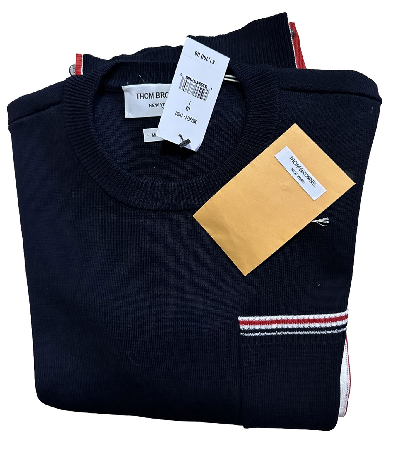 NWT $1190 Thom Browne Men’s Patch Pocket Merino Wool Blend Sweater 1 ( S ) Italy