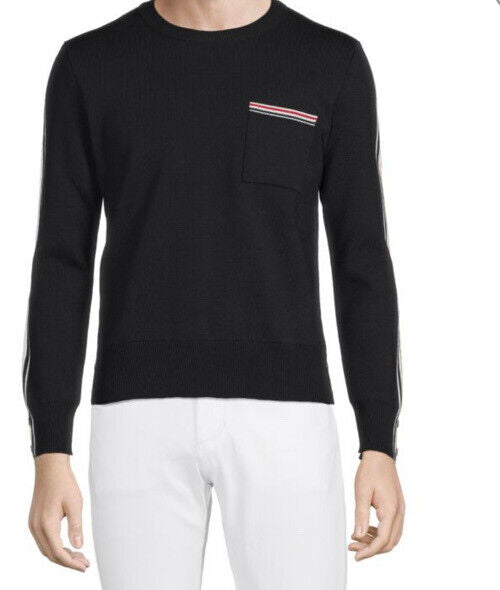 NWT $1190 Thom Browne Men’s Patch Pocket Merino Wool Blend Sweater 1 ( S ) Italy