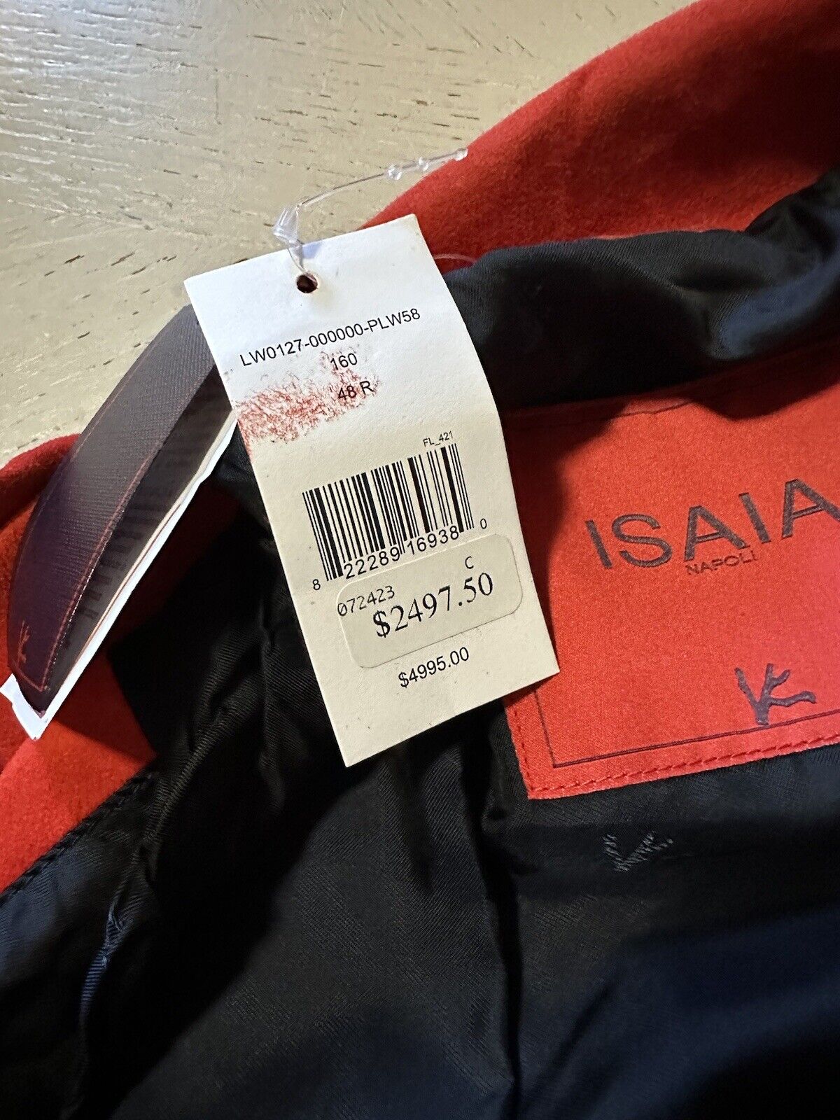 New $4995 Isaia Portofino AQUA Suede Jacket MD Red 38 US/48 Eu Italy