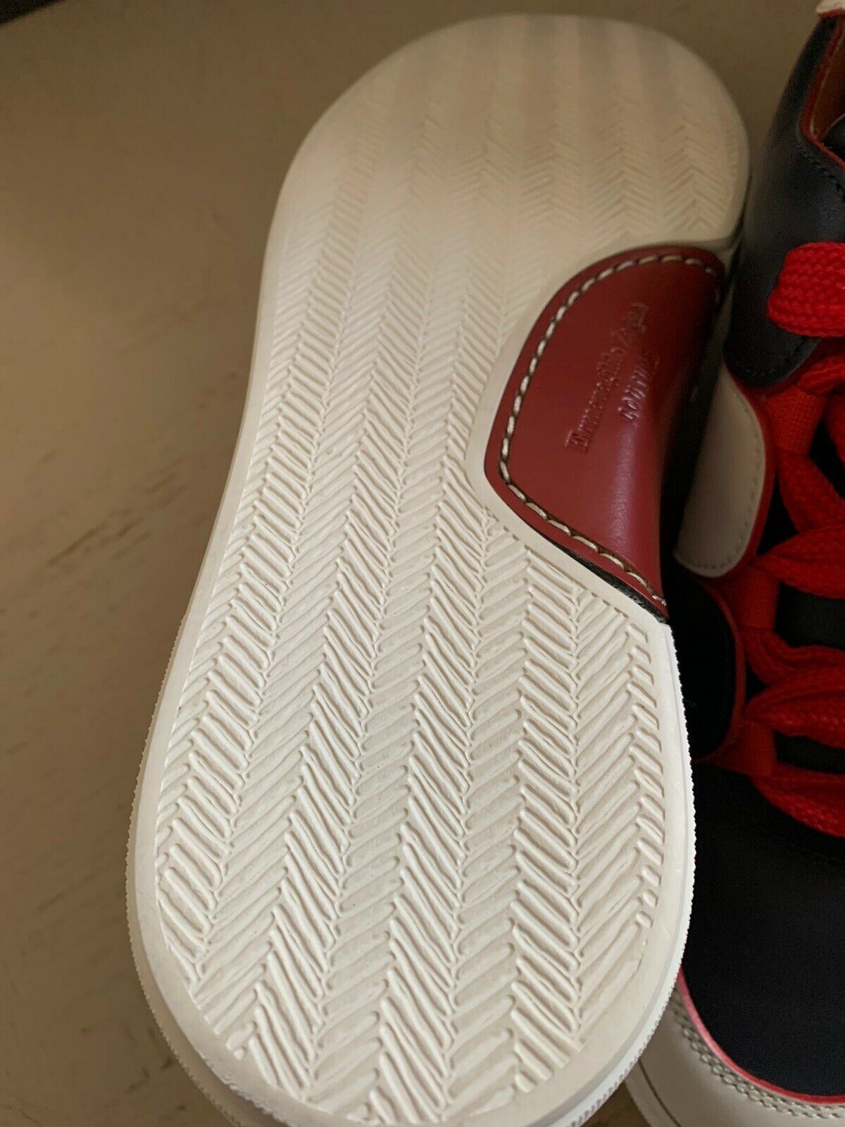 New $795 Ermenegildo Zegna Couture Leather Sneakers Shoes Blue/White 9 US