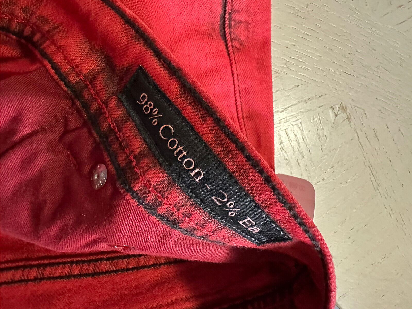 NWT $1895 Kiton Men Straight Leg Slim Fit Jeans Pants Red 38 US ( Measured 36 )